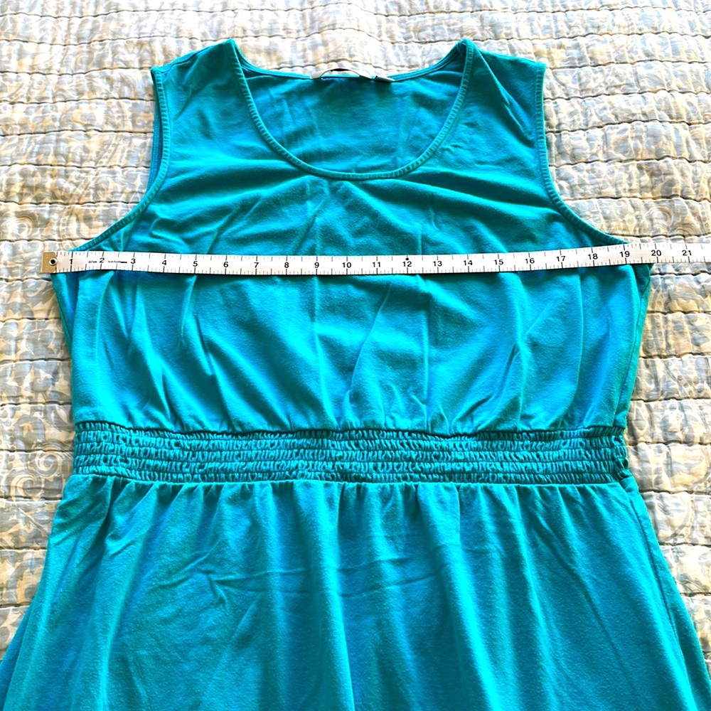 Liz Claiborne Sleeveless Cinched Teal Dress Size L - Picture 5 of 10